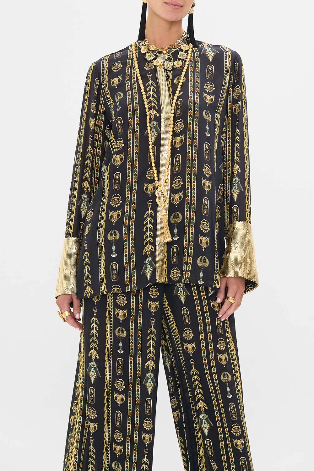 SHIRT WITH  GILDED MESH PLACKET AND CUFFS THEY CALLED HER NEFERTARI - Image 5