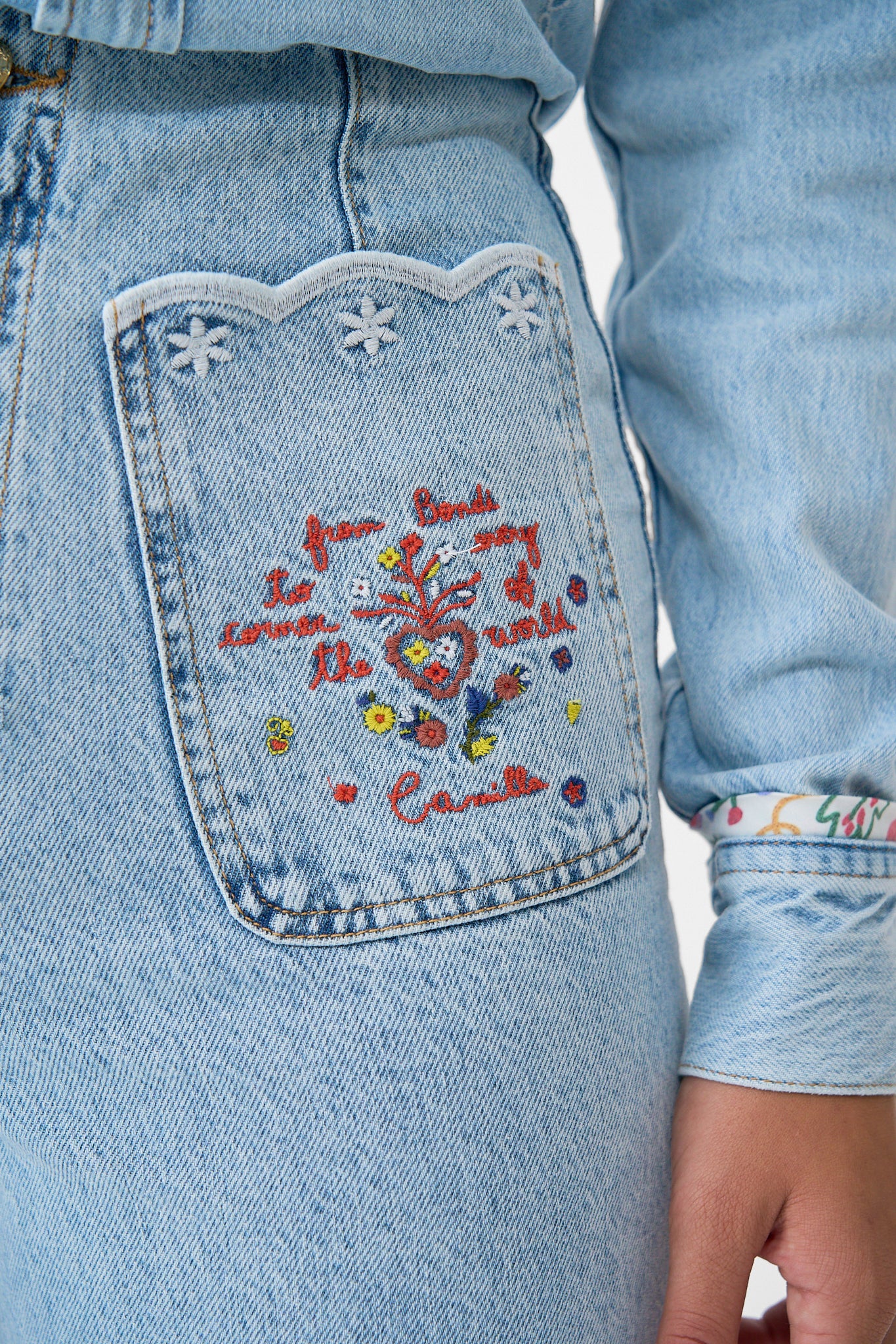 LUNA KITSCH STITCH HIGH RISE WIDE LEG JEAN DENIM - Image 5