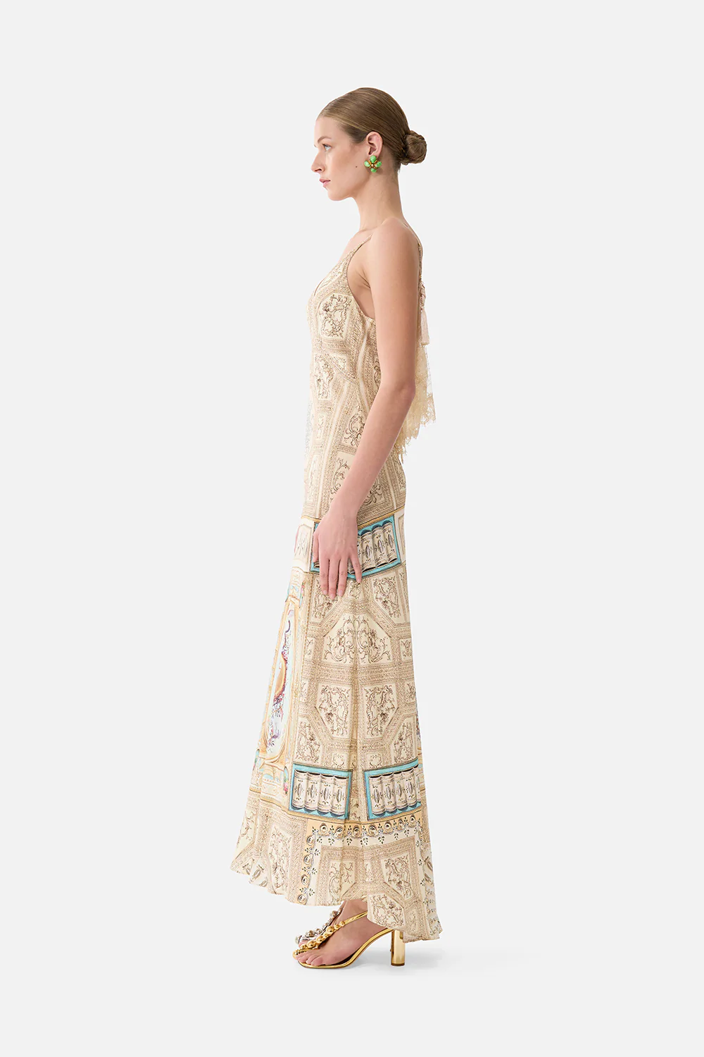 V NECK BIAS SLIP DRESS WITH BACK FRILL A BELOVED BOUDOIR - Image 4